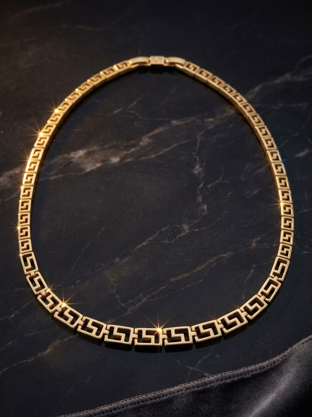 Gold Greek Key Link Necklace - Women Jewelry